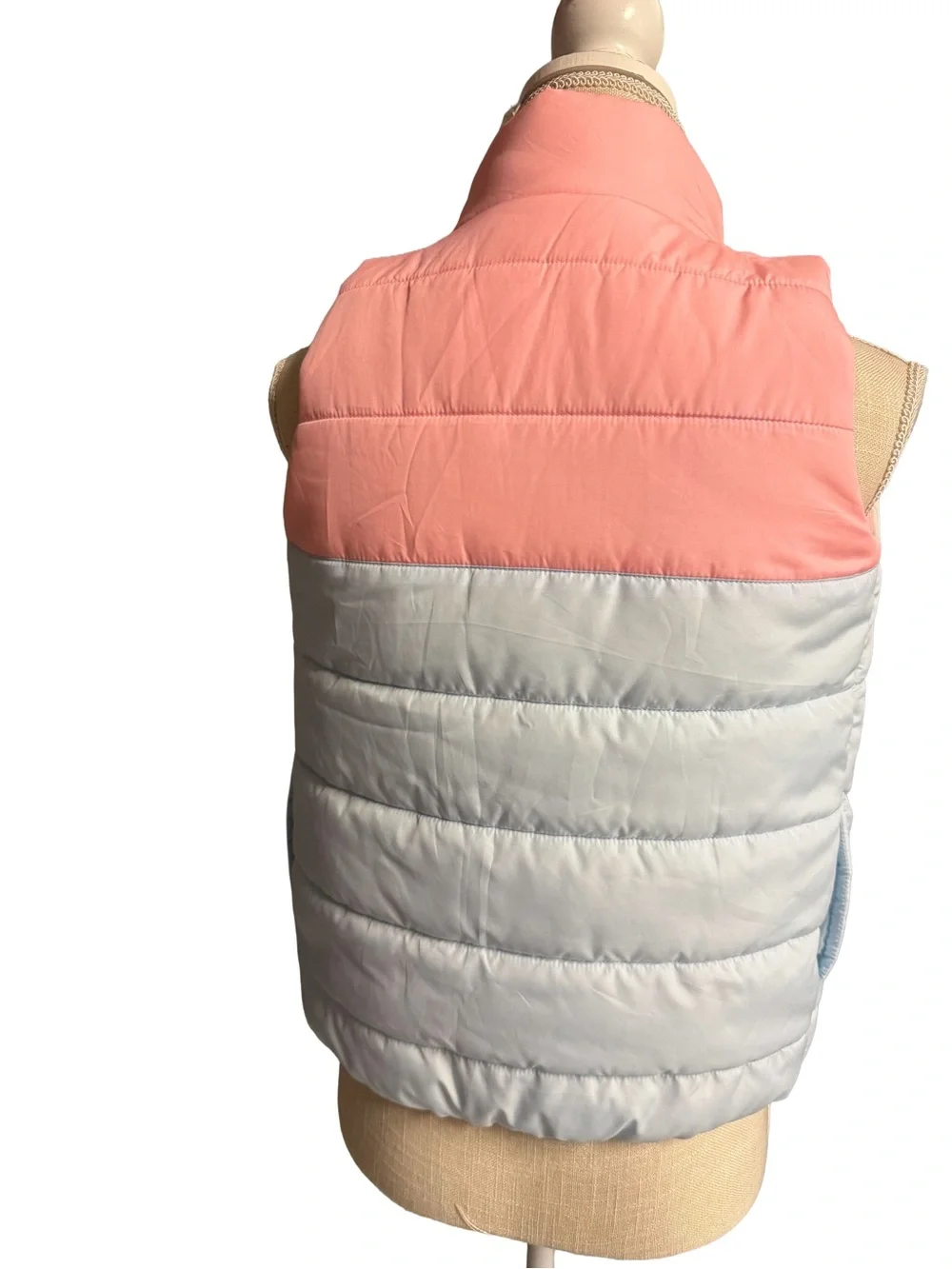 Puma Pink and White Colorblock Puffer Vest